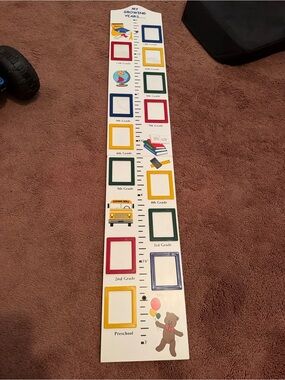 Child Growth Chart Wall Sticker with Colorful Photo Frames - White